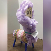 Student artwork of felted llama